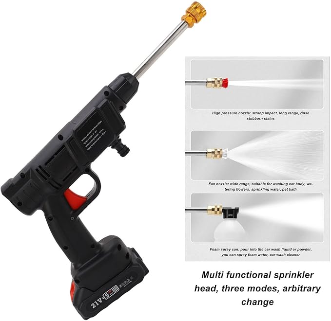 Cordless High Pressure Cleaner for Car Electric Multifunctional Portable Pressure Washer 600W 350PSI 100-240V Lithium Battery Car Wash Water Gun